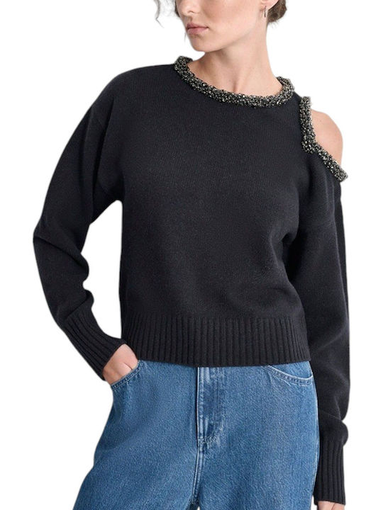 DKNY Women's Long Sleeve Sweater Woolen Black