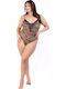 Bodysuit pentru femei cu dantelă Animal Print