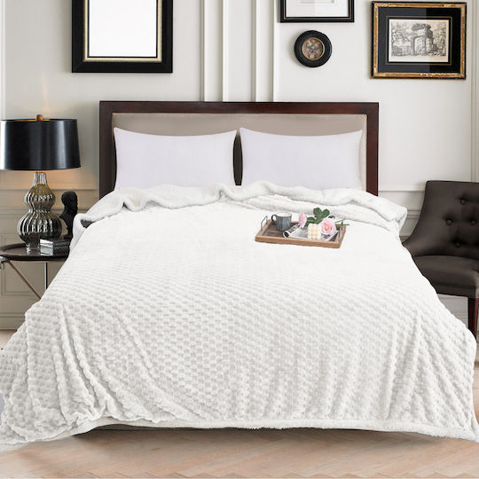 My Home Luxury Sherpa Blanket Single 160x220cm White