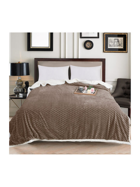 My Home Luxury Sherpa Single Blanket 160x220cm Brown