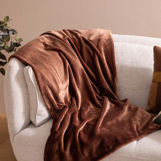 A-s Cuddly Κουβέρτα Fleece Καναπέ 130x180εκ. Marron