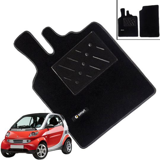 Carro 242917 Πατάκια Αυτοκινήτου Μοκέτα Smart W450 1999-2006 Μονό Κέντημα Black 2 Τεμάχια