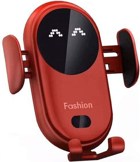 Car Mobile Mount with Adjustable Hooks and Wireless Charging Red