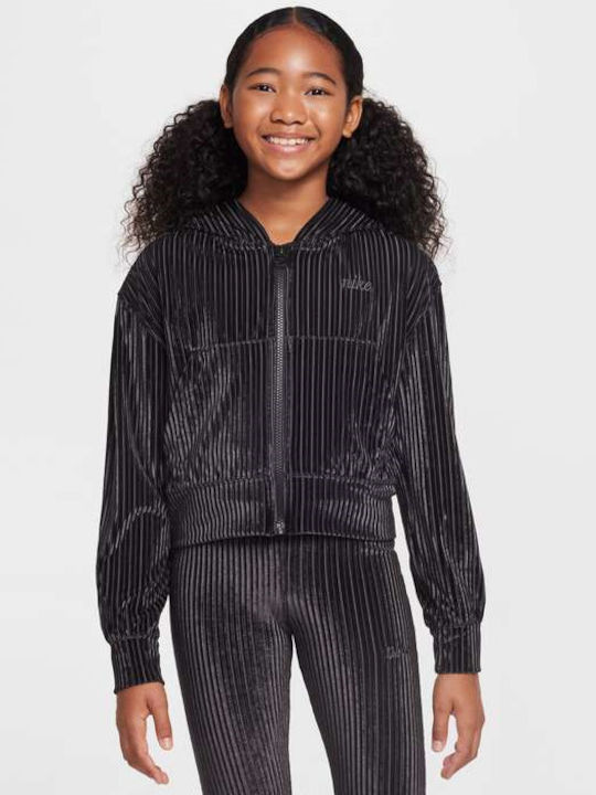 Athletic Kids Cardigan with Hood Black Sportswear