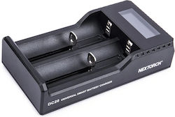 Nextorch DC20 USB Ladegerät 2 Batterien Li-Ion/Ni-MH Größe AA/AAA/18650/21700