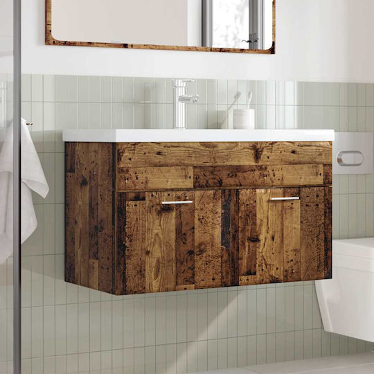 vidaXL Blat cu Lavoar & Oglindă Old Wood