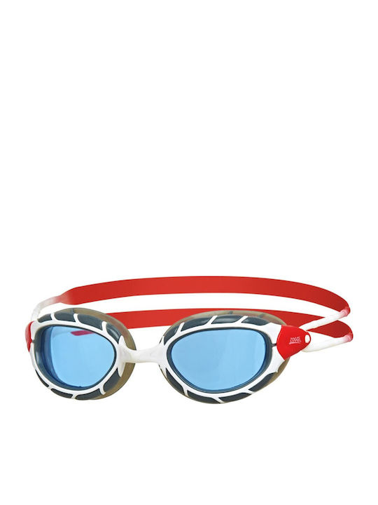Zoggs Predator Swimming Goggles Adults with Anti-fog Lenses White/Red/Tint