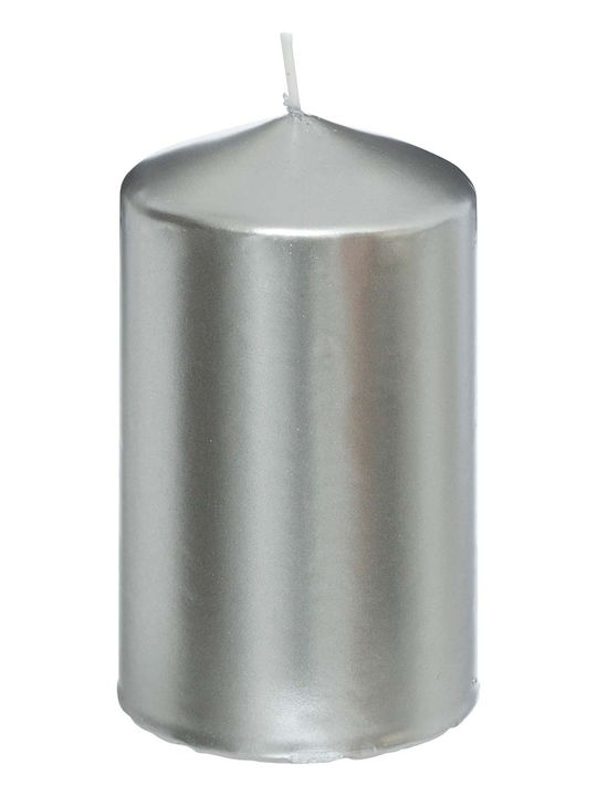 Christmas Silver Candle 12x7cm