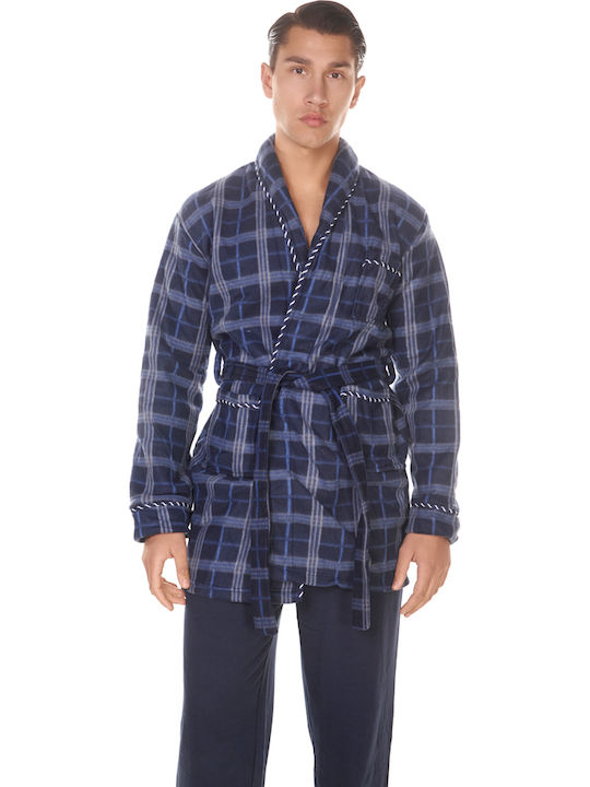 Comfort Winter Herrenpyjamas Karos Blau
