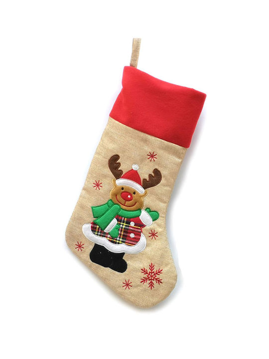 Christmas Decorative Beige Socks with Reindeer ...