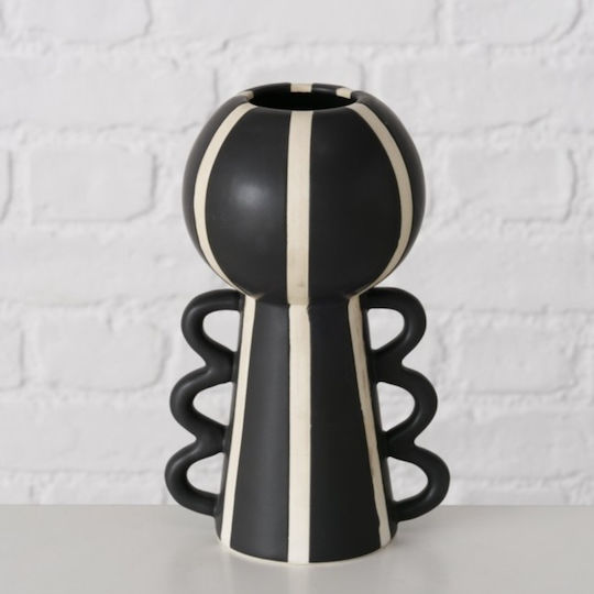 Vază decorativă din porțelan Nanuka alb negru 20 cm