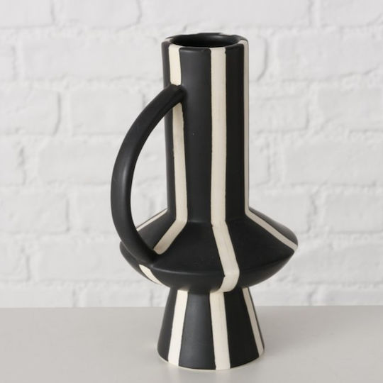 Vază decorativă din porțelan Pamara alb negru 20 cm