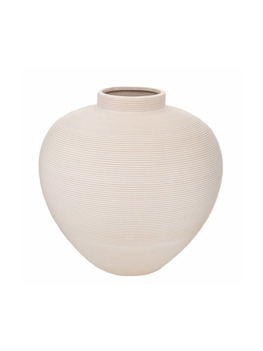 White Round Ceramic Vase D23x26cm