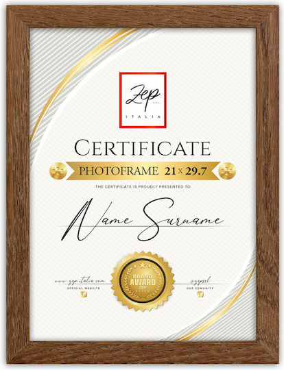 Κορνίζα Zep Certificate 21x29.7 Καφέ