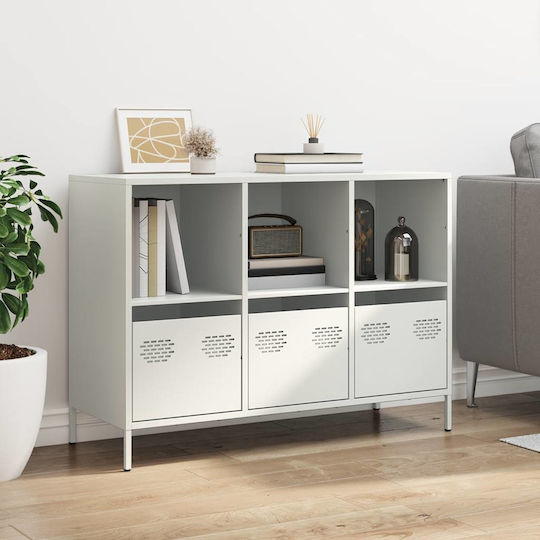 Sideboard made of Metal with Drawers White 101.5x39x73.5cm