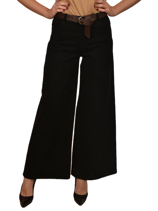 Damen Chino Hose Schlag Black