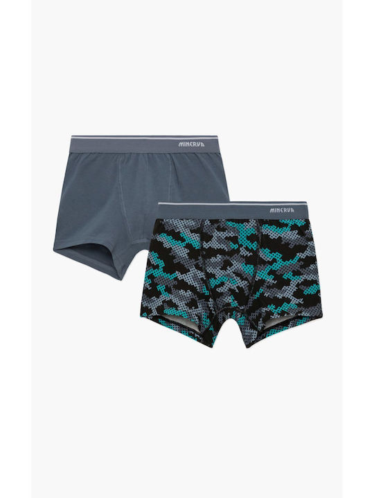 Minerva Camo Boxers Set pentru copii cu boxeri Grey, Black, Green 2buc
