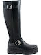 Leather Women's Boots with Rubber / Zipper Black