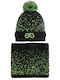 Kids Beanie Set with Scarf Knitted Black