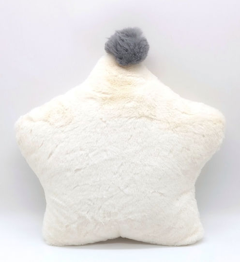 Natural Home Crib Decorative Pillow Star Pom Pom Gray 42x42cm