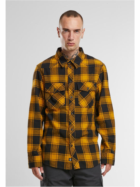 Brandit Long-sleeved Cotton Shirt Checked Black
