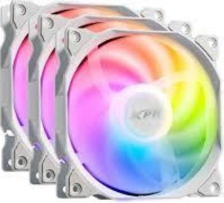Adata XPG Vento 120 Case Fan 1200rpm 45.3cfm with ARGB Lighting and 3-Pin Connection 3pcs White
