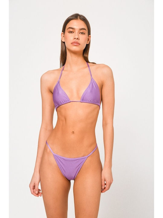 SunsetGo! Bikini Set Top & Slip Bottom Monochrome Purple