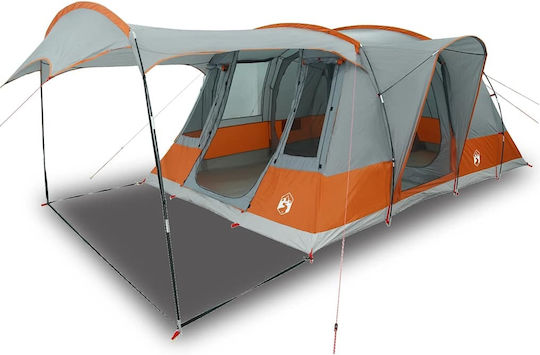 vidaXL Σκηνή Camping Τούνελ Γκρι για 5 Άτομα 595x330x203εκ. Γκρι/Πορτοκαλί