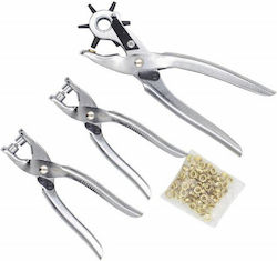 Set of 3 Pieces Crimping Pliers Pre-cut Fixing Rings Staples Rings Drilling Belts Clothing Items