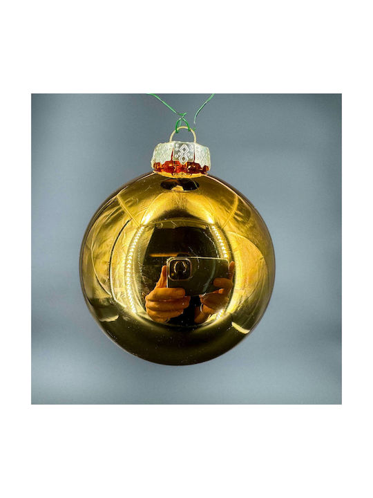 Hanging Ball Ornament Ornament Glass Gold 8cm