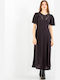 Rochie Maxi De Seară Neagră Cu Broderie Decupată