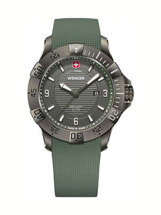 Wenger Men's Watch Battery with Green Rubber Strap