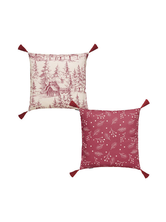 Kentia Christmas Decorative Square Pillowcase Red 50x50cm 2pcs