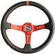Leather Car Steering Wheel with 35cm Diameter Red/Red