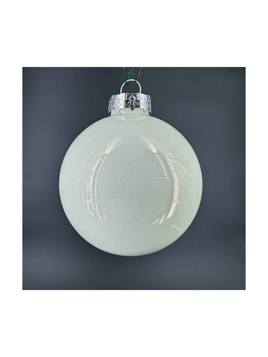 Hanging Ball Ornament Ornament Glass White 8cm