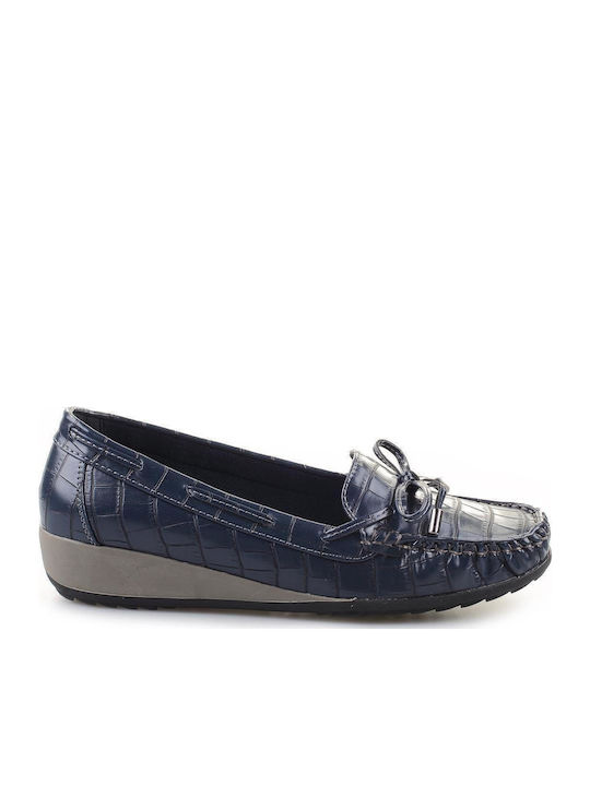 Leather Women's Moccasins in Blue Color