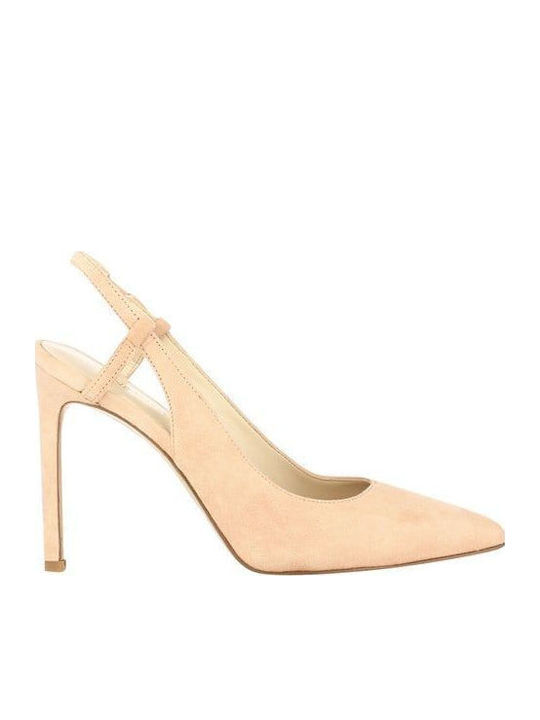 Nine West Tarly Suede Γόβες με Λουράκι Μπεζ