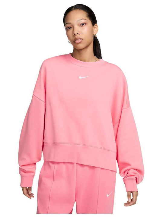 Nike Phoenix Изрязан Дамски Суитшърт Розов