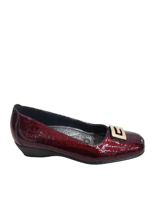 Lackleder Damen Mokassins in Burgundisch Farbe