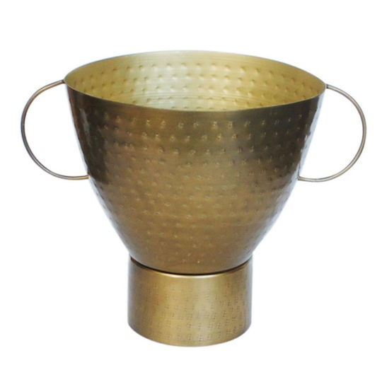 Metal Decorative Bowl Gold Hammered/Handles 31x22 5x24 5cm
