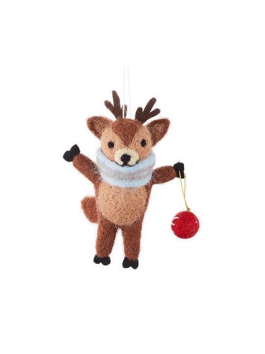 Hanging Reindeer Ornament Felt Brown