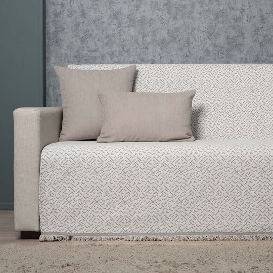 Cotone Lido Three-Seater Sofa Throw Chenille 170x300cm Ecru