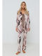 Giota Winter Damen Pyjama-Set Samt Rosa