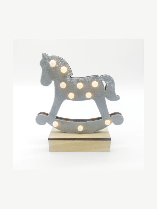Aca Illuminated Christmas Figure Horse Gray Height 17cm Wooden Grey Horse