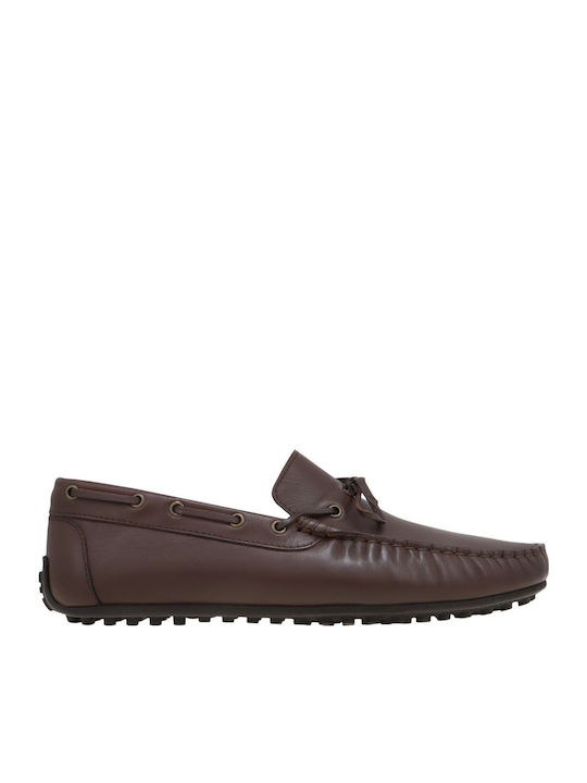 Καλογήρου Δερμάτινα Ανδρικά Loafers σε Καφέ Χρώμα