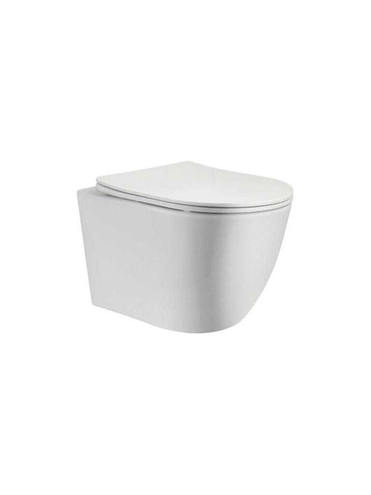 Biojet Wandhängende Toilette Randlos mit Schlank Deckel Sanftes Schließen Weiße Biojet Wandhängende Toilette Randlos mit Schlank Deckel Sanftes Schließen Weiße