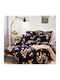 Woman's Fashion Duvet Cover Set Queen with 2 Pillowcases 220x240 Black