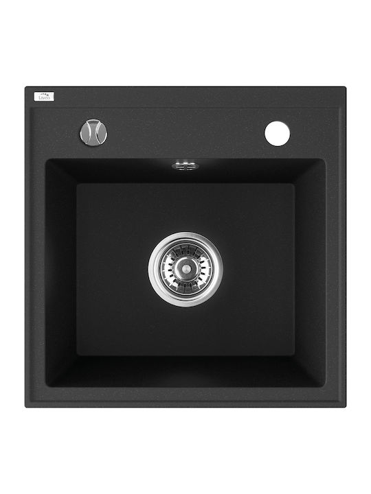 Laveo Drop-In Chiuvetă din Granit Sintetic L44xW44cm Negru
