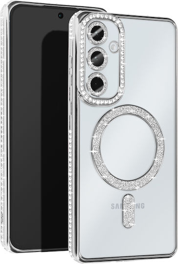 Avizar Diamond Case Samsung Galaxy A35 Magsafe Around Strass Silver