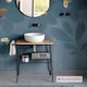 Scarabeo Fuji Waschtisch mit Waschbecken L80xB45xH77cm Rovere Nodato/black Matt